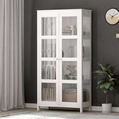 FAMAPY 70-in Tall Acrylic Glass Door Display Bookcase Floor Storage - 70.9"H