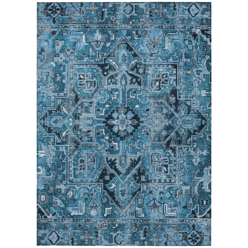 Beto Oriental Weather Resistant Refined Traditional Outdoor Rug
