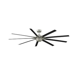 Fanimation Odyn 84 inch Indoor/Outdoor Smart Ceiling Fan w/ LED CCT Select Light and Remote - Brushed Nickel with Black Blades