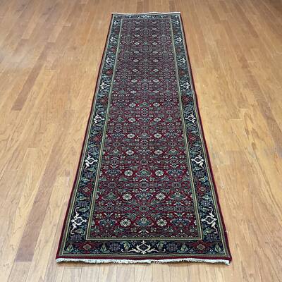 HERAT ORIENTAL Hand-knotted 2'6 x 10' Indo Herati Wool Runner - 2'6" x 10'