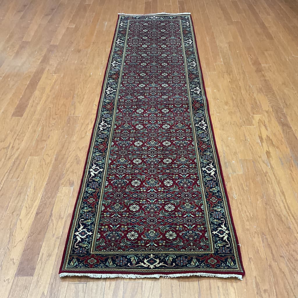 HERAT ORIENTAL Hand-knotted 2'6 x 10' Indo Herati Wool Runner - 2'6" x 10'
