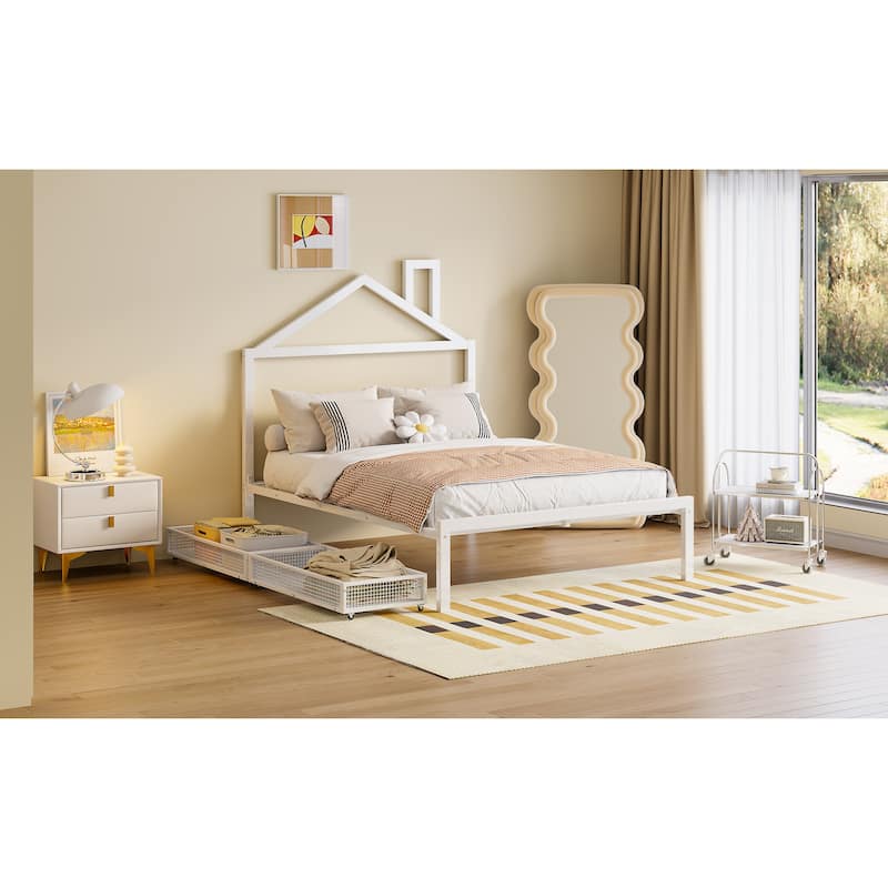 Metal Platform Bed with two drawers