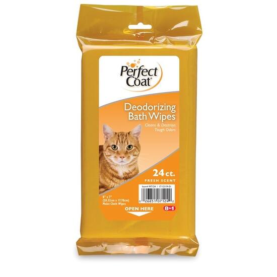 Shop 8 In 1 Perfect Coat Bath Wipes Cat Deodorizing 24ct