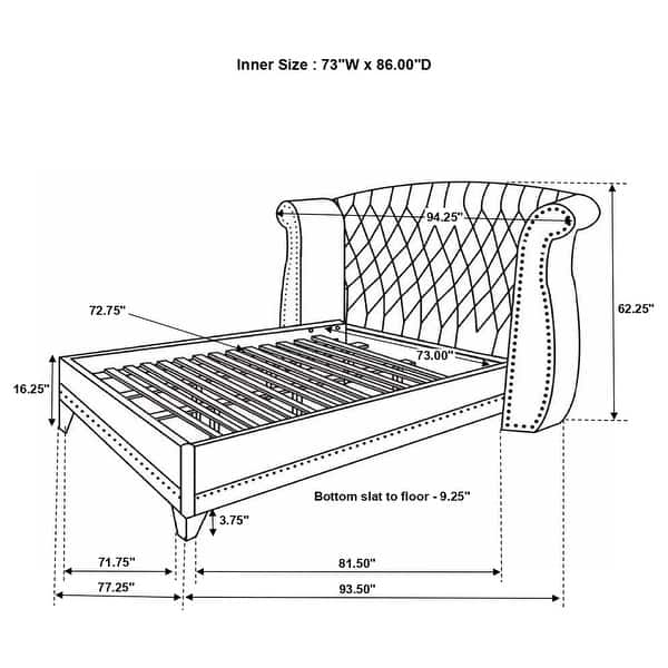 dimension image slide 7 of 26, Barzini Upholstered Bedroom Set White with Wingback Headboard