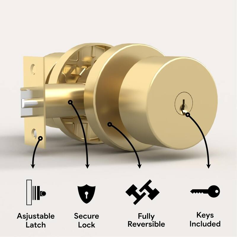 Mega Handles BUENA Entry Door Knob | Secure Lockset | Reversible Design | Heavy-Duty Zinc | Fits Left and Right-Handed Doors