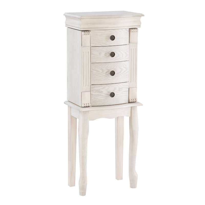 Jewelry Armoire with Storage Drawers - 35.25" - Cream