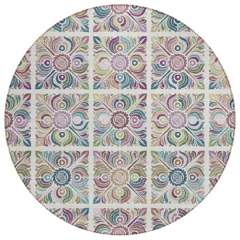 HomeRoots Medallion Transitional Rectangle Outdoor Rug