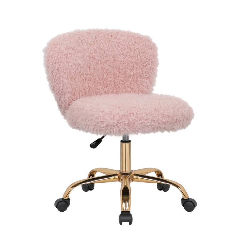 Porthos Home Itzel Armless Office Chair, Plush Fabric, Gold Legs