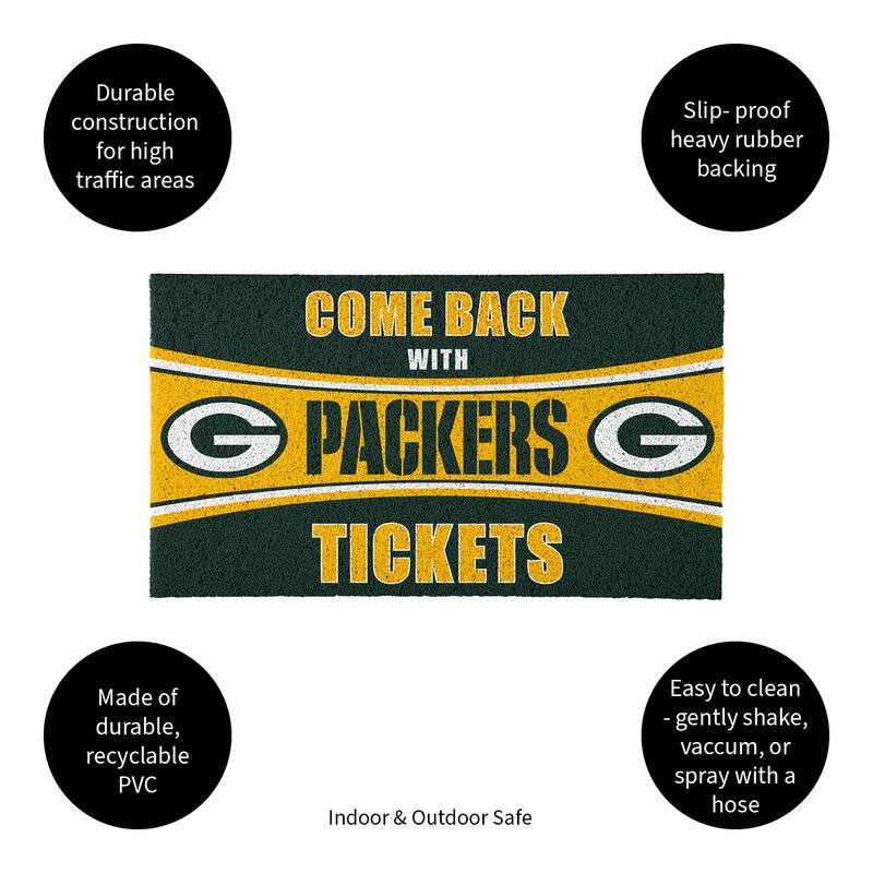 Green Bay Packers 28 in. x 16 in. PVC "Come Back With Tickets" Trapper Door Mat