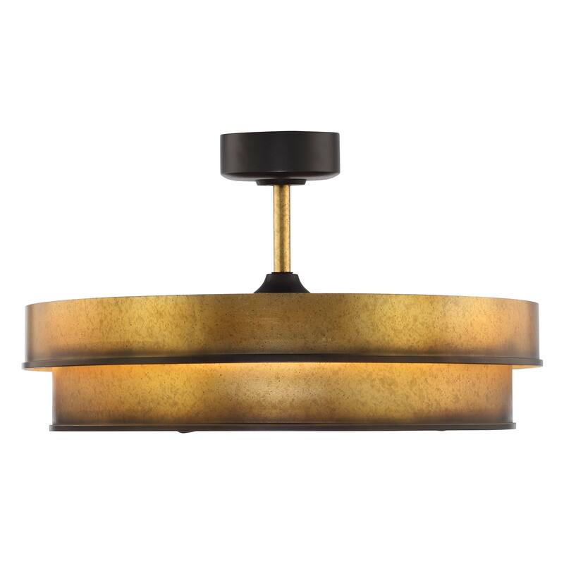 Ceiling Fan 32" Perimost 3-Blade Modern Gold Caged LED