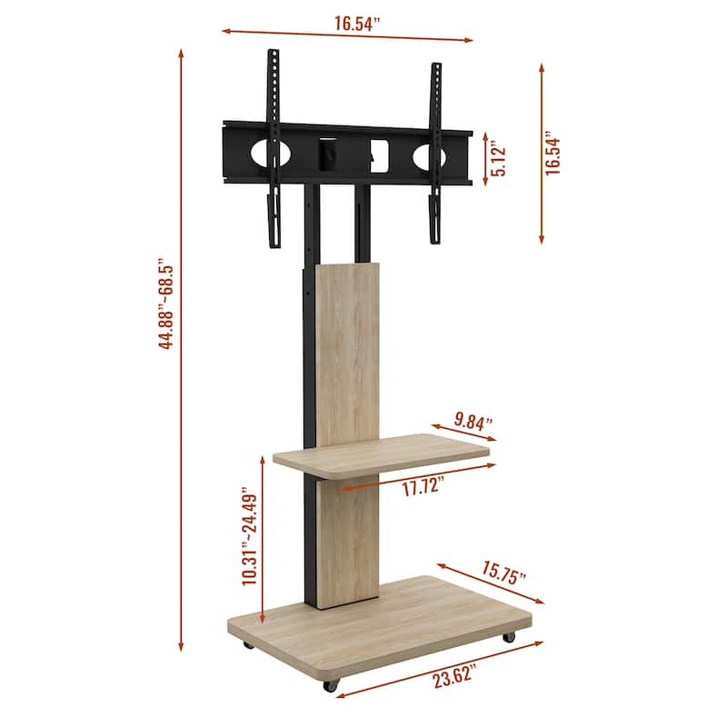 Mobile TV Cart for 32-75 inches,Floor Stand with Mount on Lockable Wheels