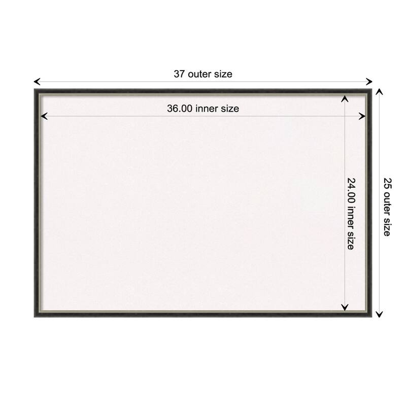 Theo Narrow Wood Framed White Corkboard Bulletin Board - Theo Black Silver Narrow - Board Size 36x24