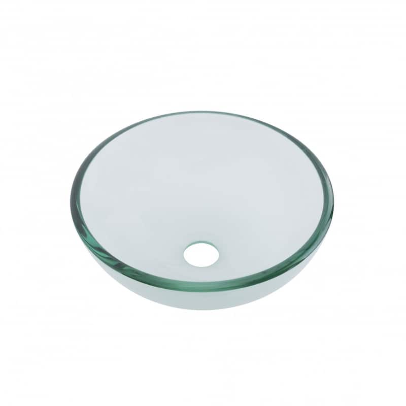 Talula Clear Glass Corner Round Wall Mounted Vessel Sink with Chrome Faucet, Drain and Towel Bar