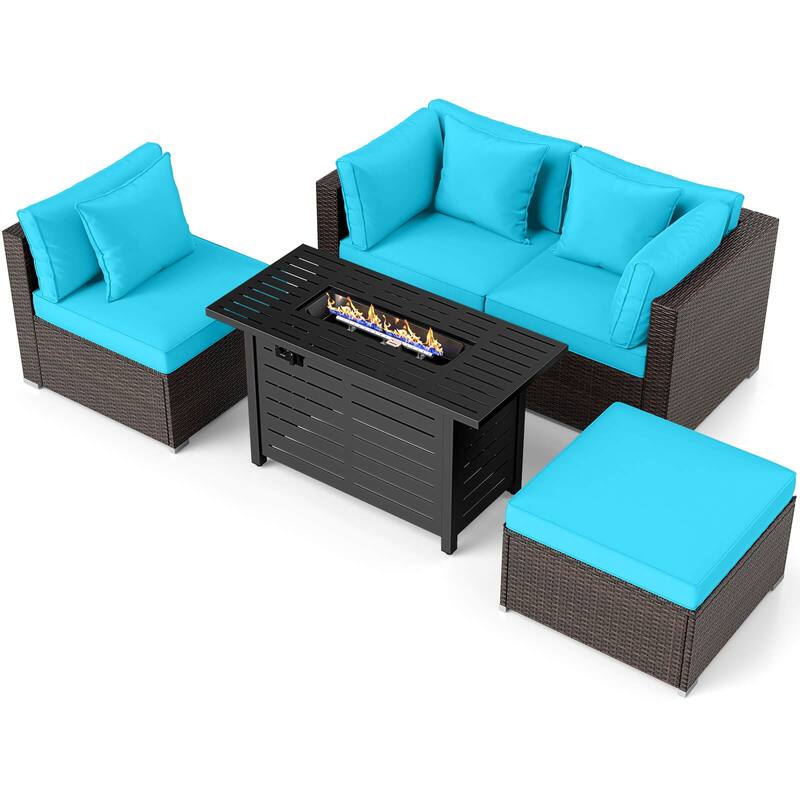 Costway 5 PCS Patio Furniture Set Heavy-duty Frame Rattan Sofa Set - See Details