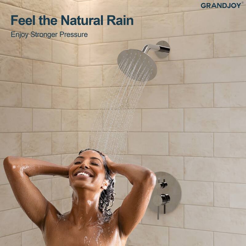 GRANDJOY Wall-Mount 2-Function Shower and Tub System with Pressure Balance Valve