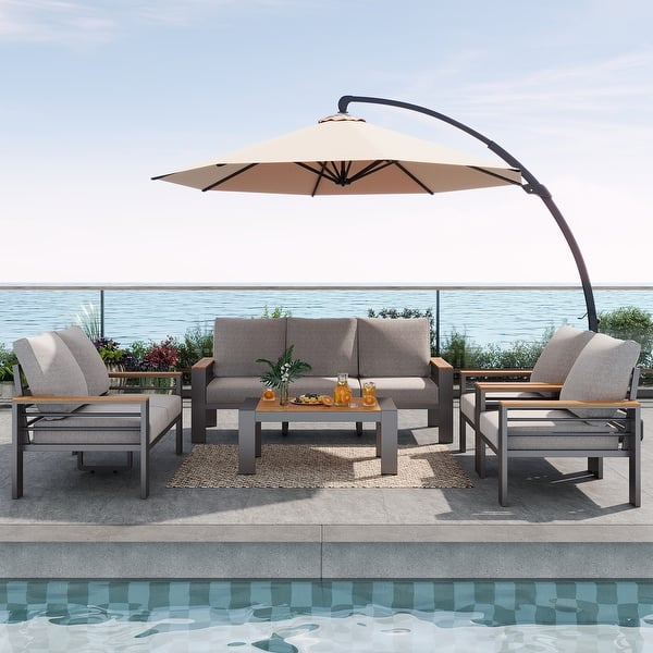 hotel patio set with umbrella Nice C Umbrella, Outdoor Dinning Set, Patio Furniture Set, Patio Table Chair with Umbrella, Table and Chairs, 4-Piece Garden Furniture Set, Glass Table, 2 Folding Chairs&Umbrella (Grey) With a press of a button I'm Obsessed With This Hotel