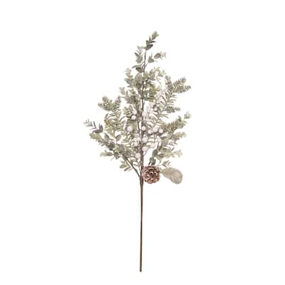Transpac Artificial 27 in. Green Christmas Pinecone with Berries Spray