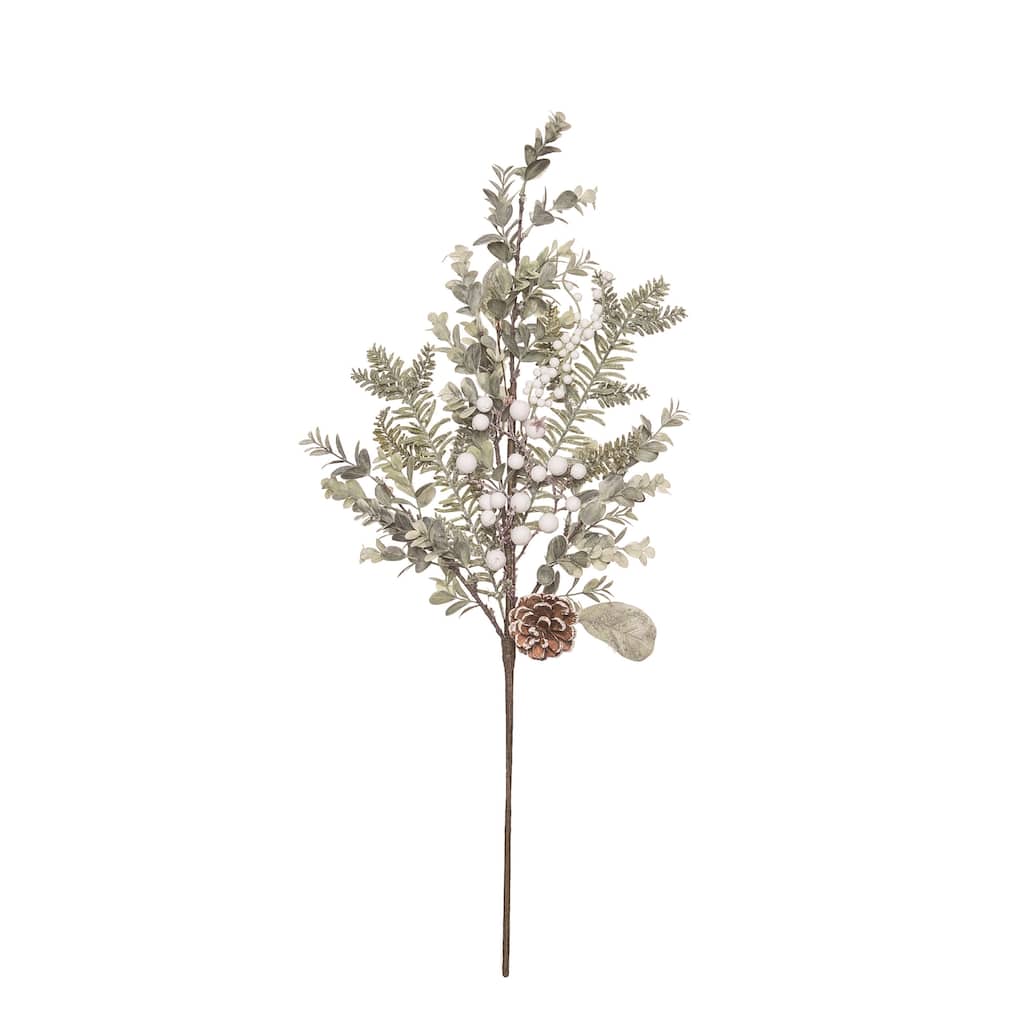 Transpac Artificial 27 in. Green Christmas Pinecone with Berries Spray