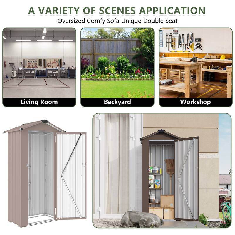 Galvanized Iron Garden Shed Tool Shed with Waterproof Lock & Stylish Design Outdoor Storage Shed for Backyard