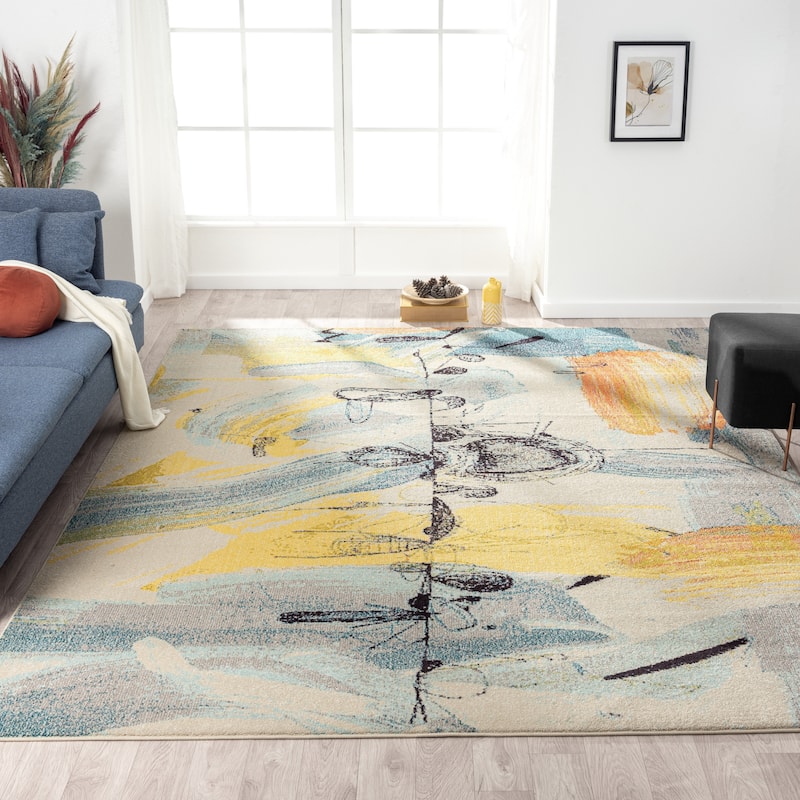 Katie Merz COLORWRKS Blues x Brushed Yellows Area Rug