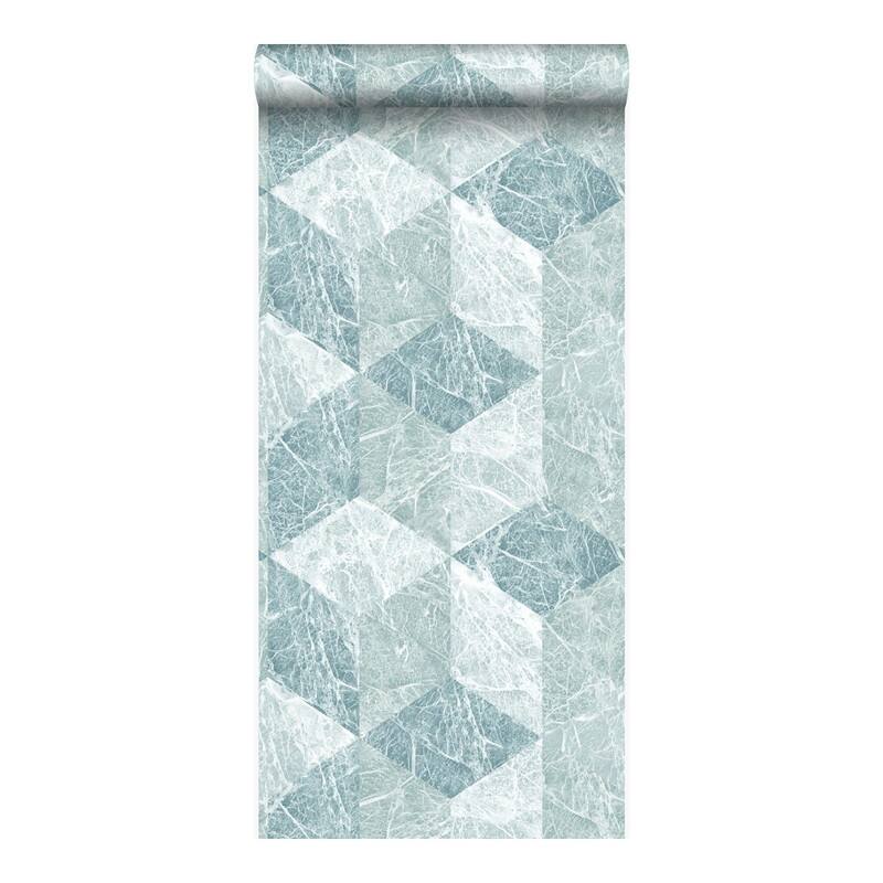 Origin Rizzo Light Blue Geometric Stone Wallpaper - 20.5 x 396 x 0.025