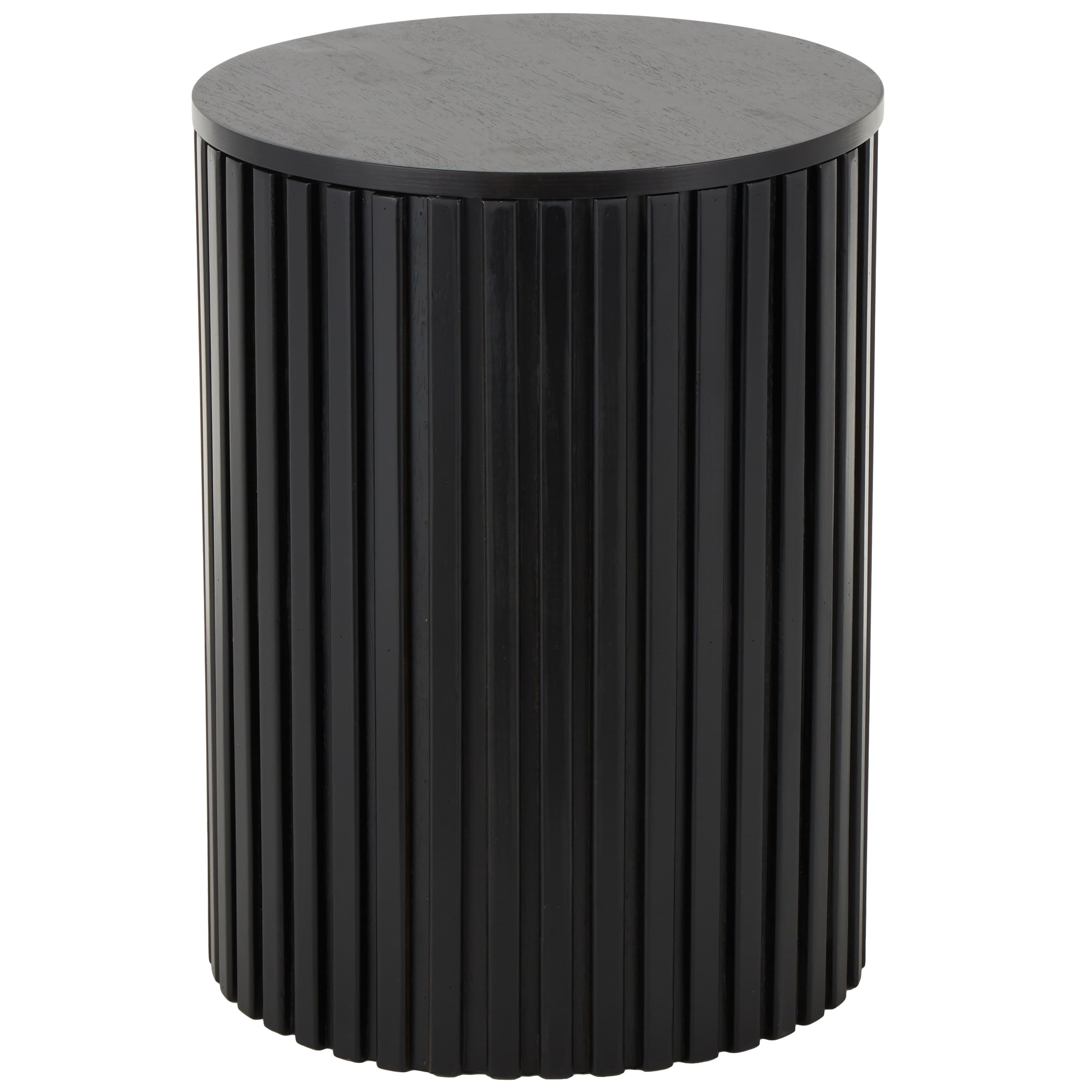 Roche River Decor - Wood Handmade Ribbed Storage Accent Table with Slatted Base
