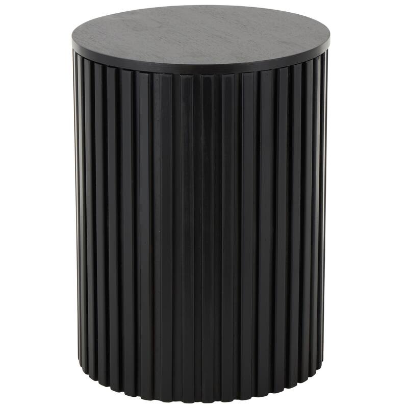 Wood Handmade Ribbed Storage Accent Table with Slatted Base - Brown or Black - Roche River Decor - Black