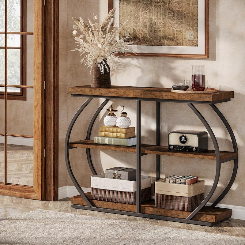 41.3 Inches Console Table, Industrial 3-Tier Entryway Table