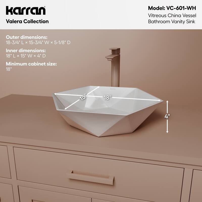 Karran Valera 19" Vitreous China Vessel Bathroom Sink in White