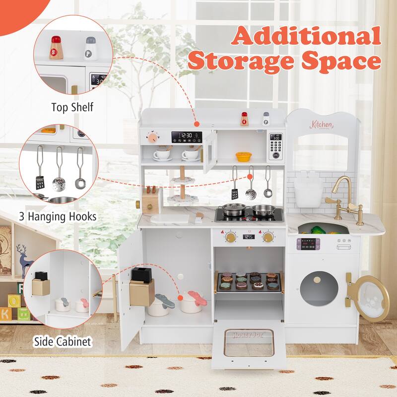 Gymax Play Kitchen for Kids w/ Stoves Light Sound Faucet Microwave - See Details