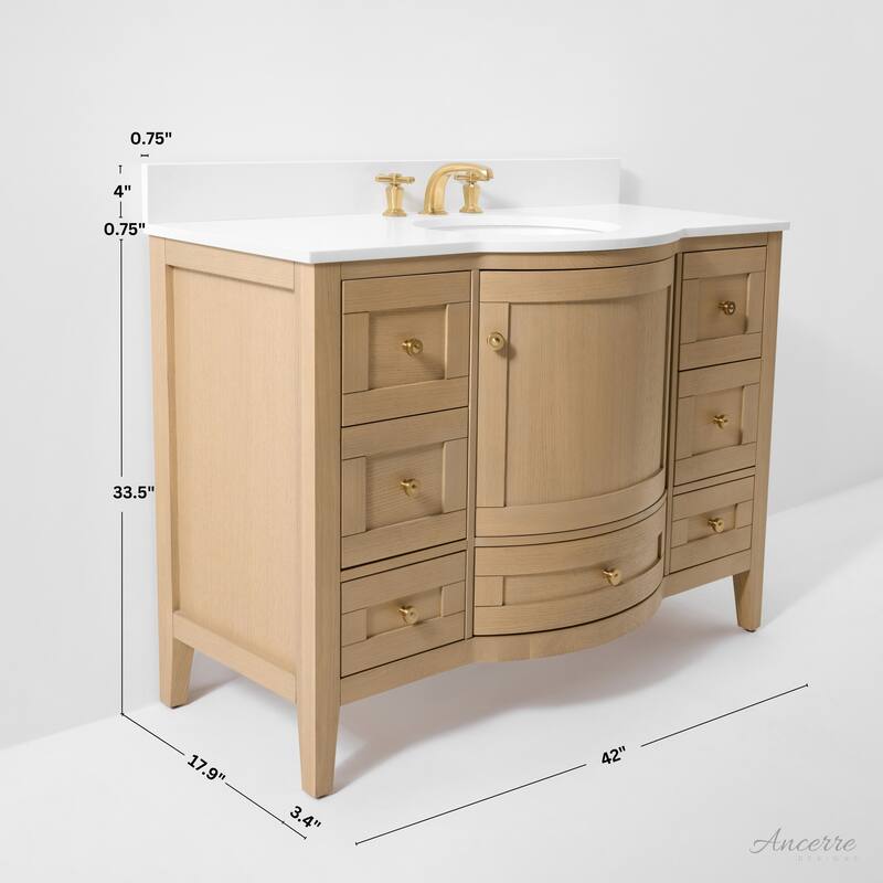 Ancerre Designs Lauren Vanity Set with Carrara White Marble Top