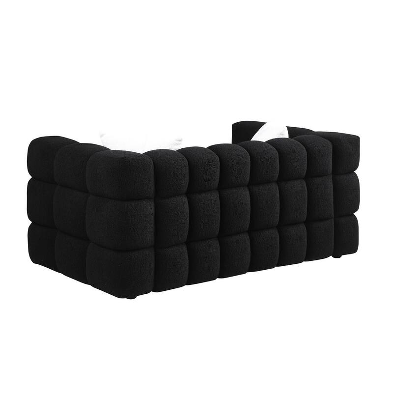 62.2" Boucle Marshmallow Sofa, 2-Seater with 35.8" Deep Seat, Human-Engineered Design for US Homes