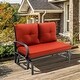 preview thumbnail 10 of 22, 2-Person Patio Glider Bench Cushioned Armrest Rocking Loveseat