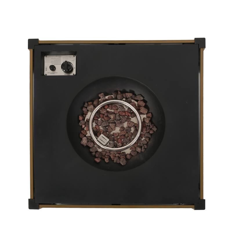 Roomfitters Outdoor Square Propane Fire Pit Table, 31'' WPC Base Gas Fireplace with 40,000 BTU Burner and Lava Rocks