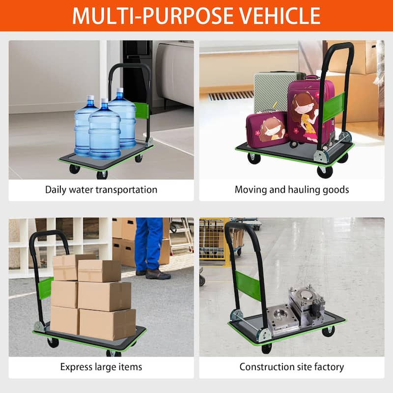 360 Degree Swivel Wheels Foldable Push Hand Cart for Loading and Storage