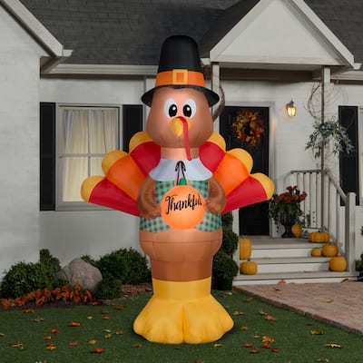 Gemmy Airblown Thankful Turkey Giant, 10 ft Tall, Multi