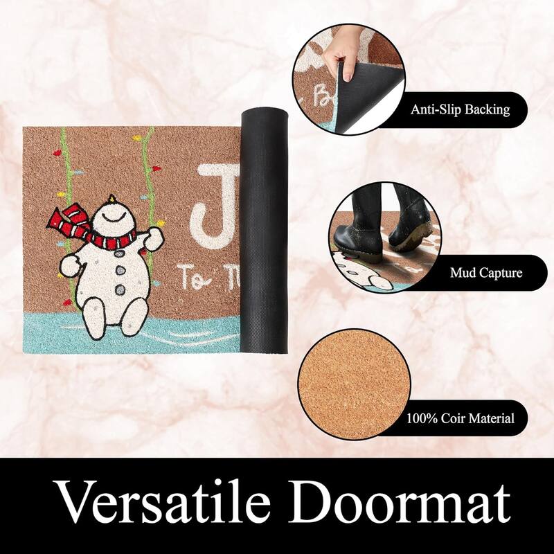 A1HC Natural Coco Coir Door Mat with Heavy Duty Non-Slip PVC Backing - 18" x 30" - Easy to Clean