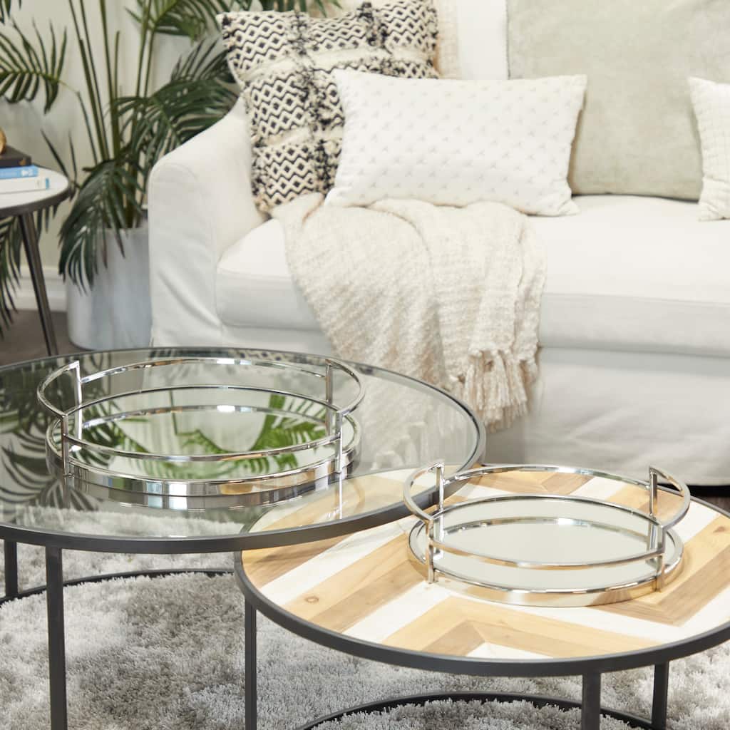 Stainless Steel Metal Mirrored Tray (Set of 2) - Silver or Gold