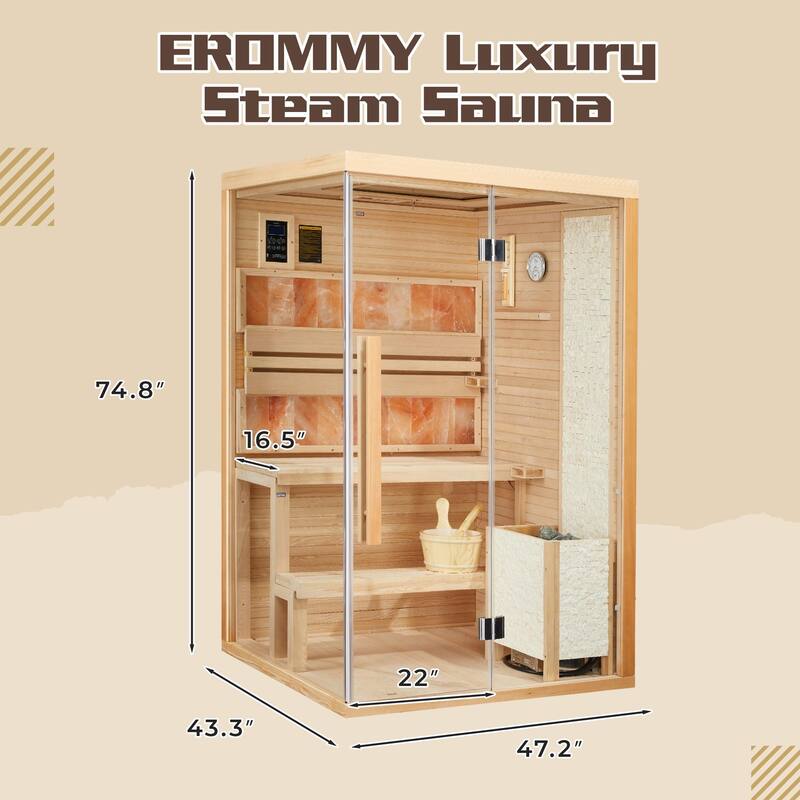 EROMMY up to 3 Person Infrared Sauna with 10-Minute Warm-Up Heater Tube and Carbon Plate