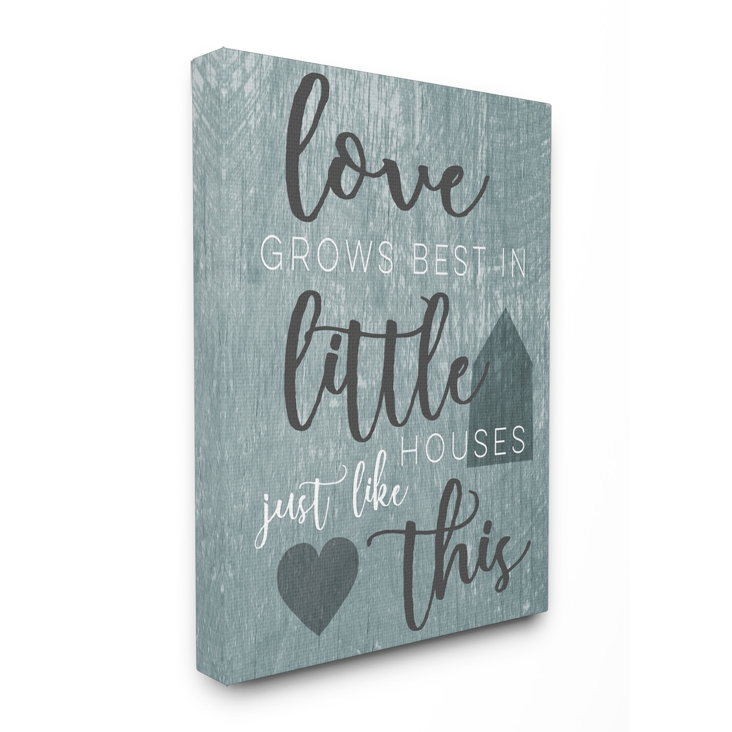 Stupell Love Grows Best Grey Illustration Stretched Canvas-image