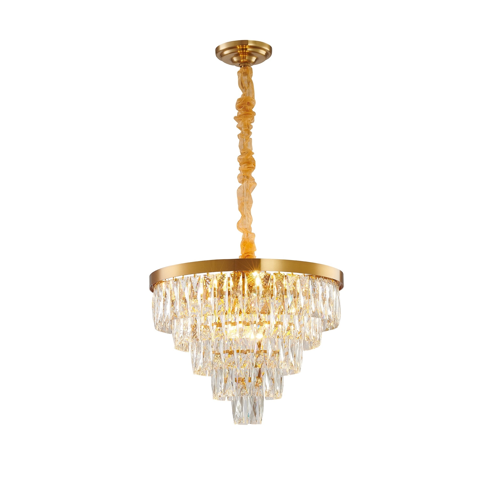 Modern 12-Light Gold Metal Crystal Chandelier - N/A