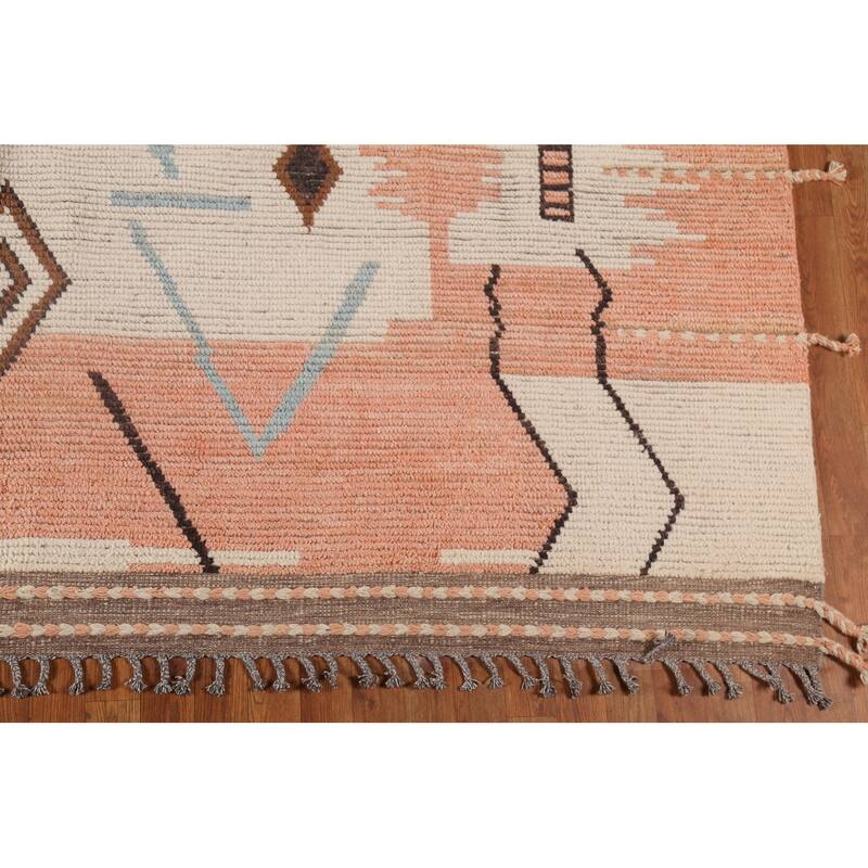 All-Over Moroccan Abstract Area Rug Hand-Knotted Wool Carpet - 8'11"x 12'8"