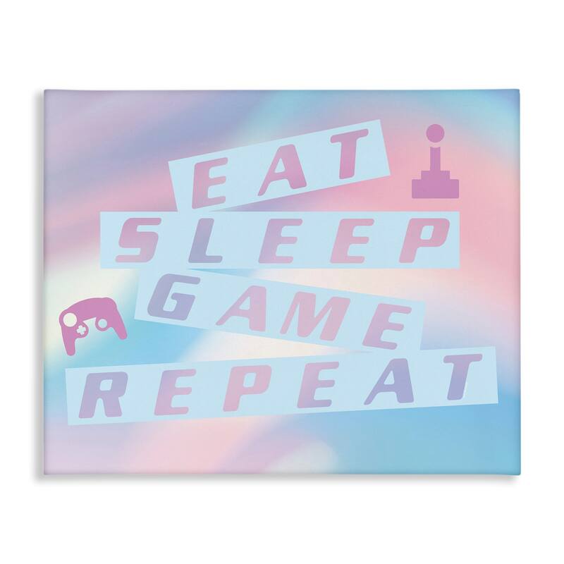 Stupell Pastel Eat Sleep Game Canvas Wall Art Design By Yass Naffas Designs - 40 x 30