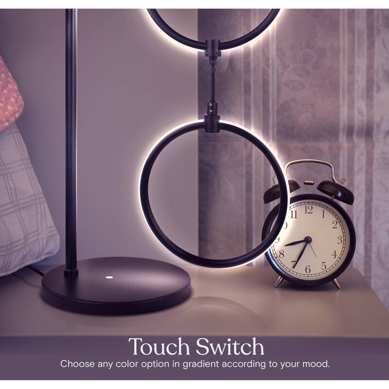 Brightech Nova 24 in. Classic Black Modern & Contemporary Integrated LED Arc Table Lamp with Built-In Color Changing Function