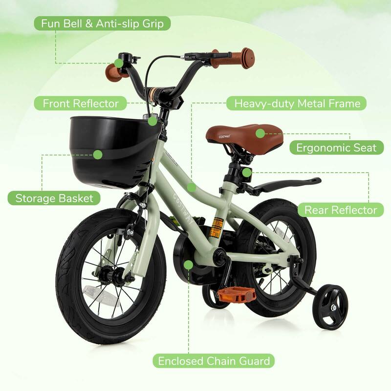 Costway 12"/14"/16"/18" Kid’s Bike with Training Wheels Adjustable