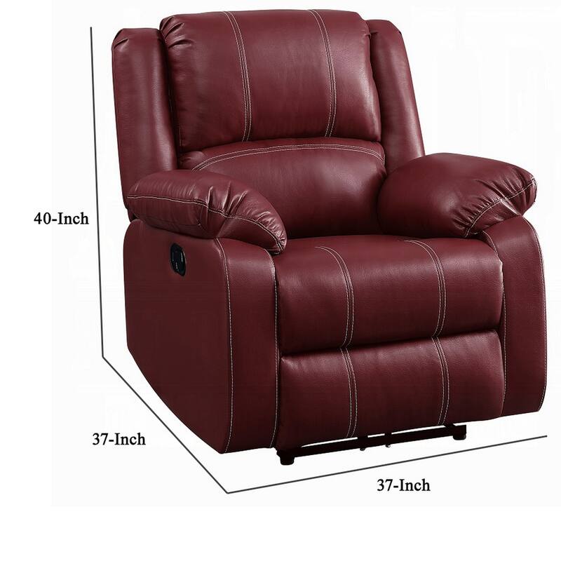 Zuru Motion Manual Rocker Recliner Chair, Plush Dark Red Faux Leather