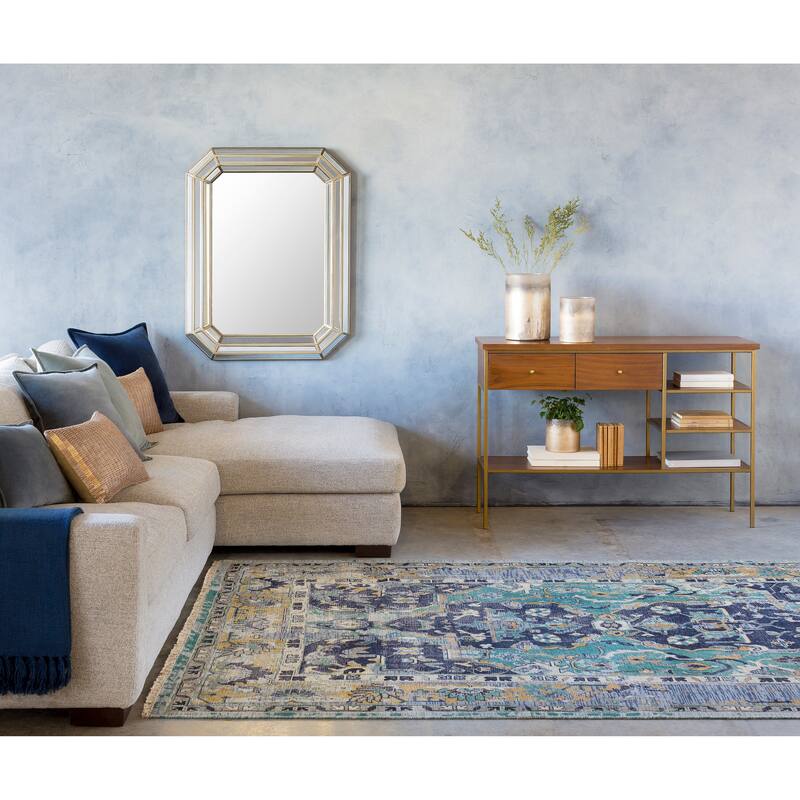 Hand-Knotted Umbriel Wool Area Rug - 9' x 13' - 9' x 13' - Teal