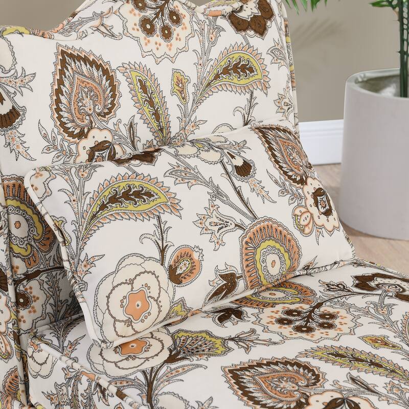 Roomfitters Floral Flannel Accent Chair with Pillow, Armless Upholstered Lounge Chair with Soft Cushion for Living Room