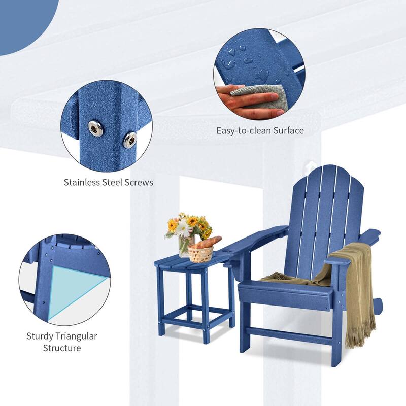 Costway 3 PCS Patio Adirondack Chair Side Table HDPE Weather Resistant - See Details