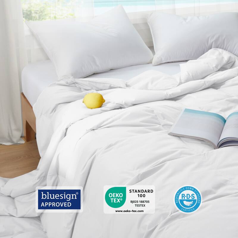 Lightweight 100% Organic Cotton Feather Down Comforter Summer Duvet Insert